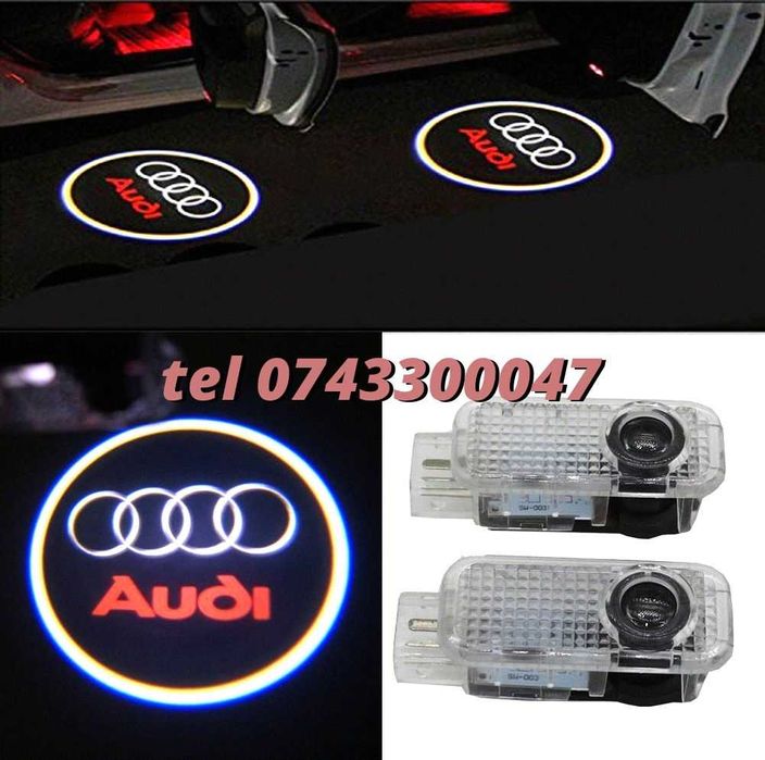 Set Lampi Led Holograme Proiectoare Logo Portiera Audi A3 A4 A5 A6 Q3