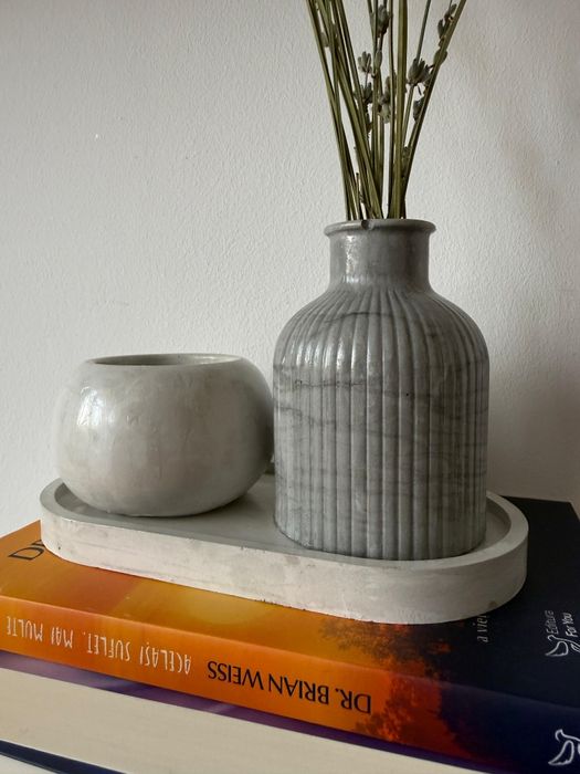 Set handmade - vaza, tavita si suport lumanare