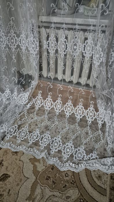 Тюль с узором бел
