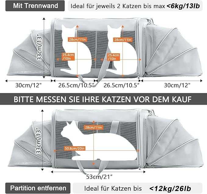 BEAUTYMONKEY.K Geantă de transport pentru 2 animale