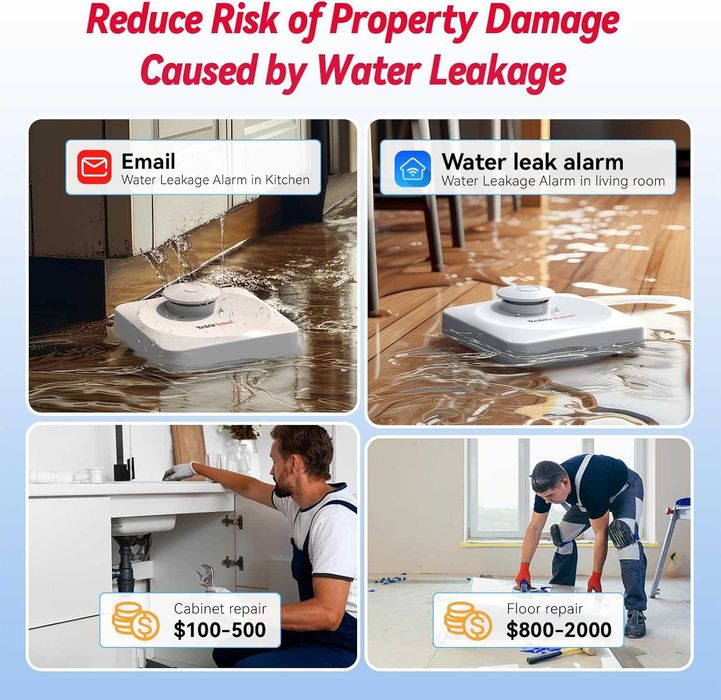WiFi детектор за теч на вода, хъб и сензор, комплект от 3 броя
