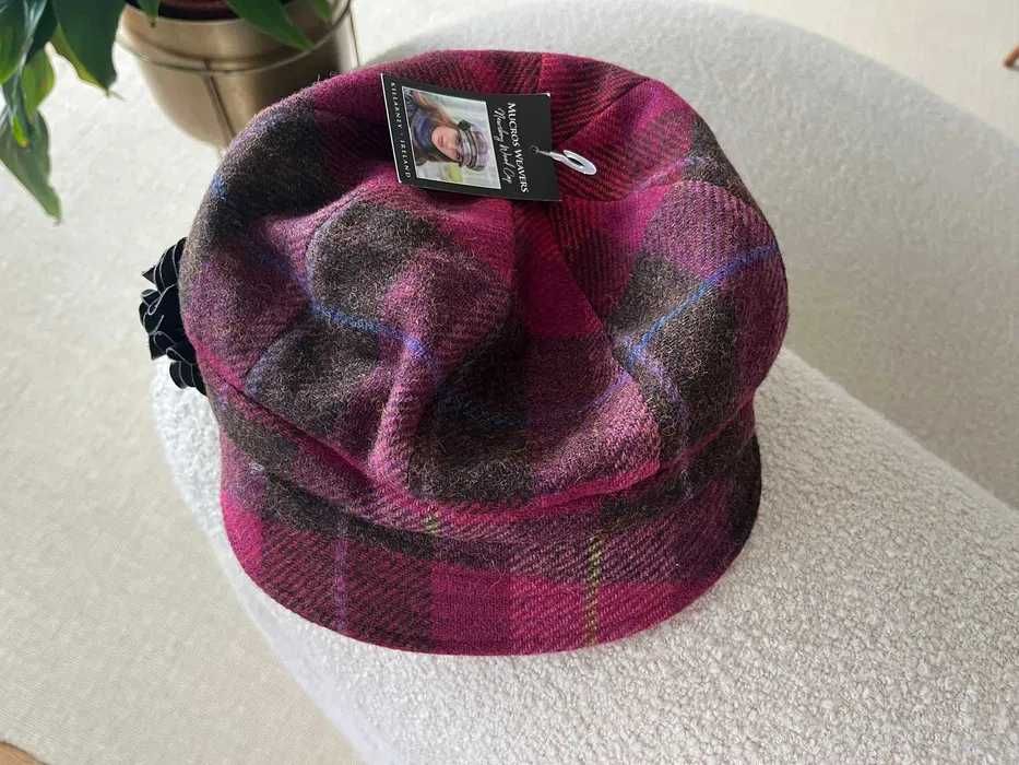 Palarie lana Mucros Weavers - Ladies Tweed Newsboy Hat - Pink Plaid