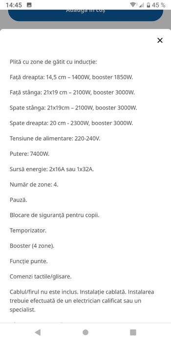 Plita inductie alba Bejublad IKEA Nou.
