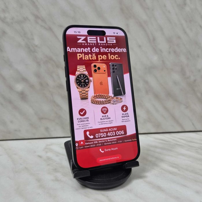 Telefon Apple Iphone 16 128gb Negru Zeus Amanet Rahova 36326