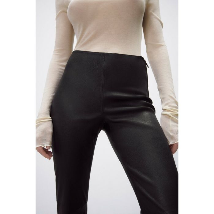 Pantaloni din piele naturala stretch Zara limited edition