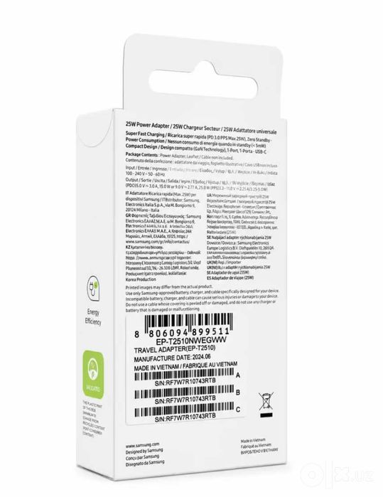 Новая Samsung Adapter 25w Orginal PD 3.0 USB-C Зарядка Бесплатная Дост