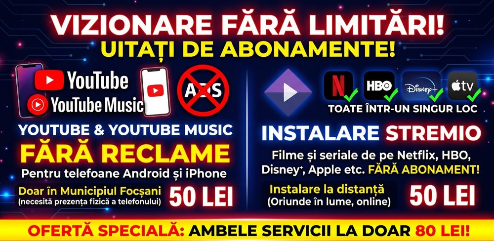 Youtube fără reclame și filme fara abonament