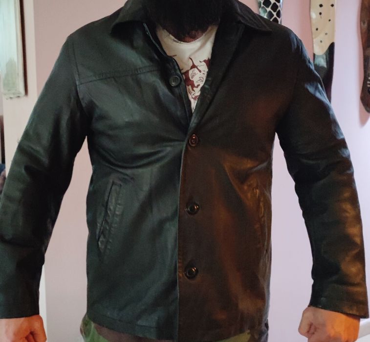 Дизайнерско мъжко черно кожено яке,Marc Kostner,сако,блейзър Л размер