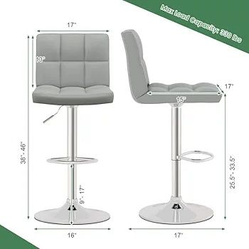 Бар столове, 2 броя, сиви/бели еко кожа, хромирани крака