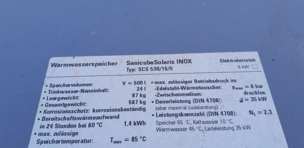 Boiler inox,istem complet solar  ACM , 500 litri inox