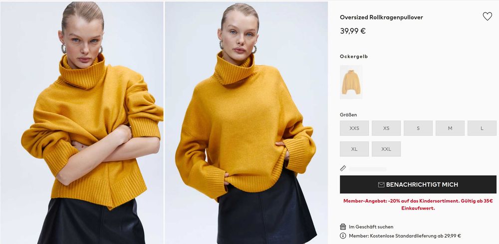 Новый Свитер с высоким воротником оверсайз H&M, размер M/L