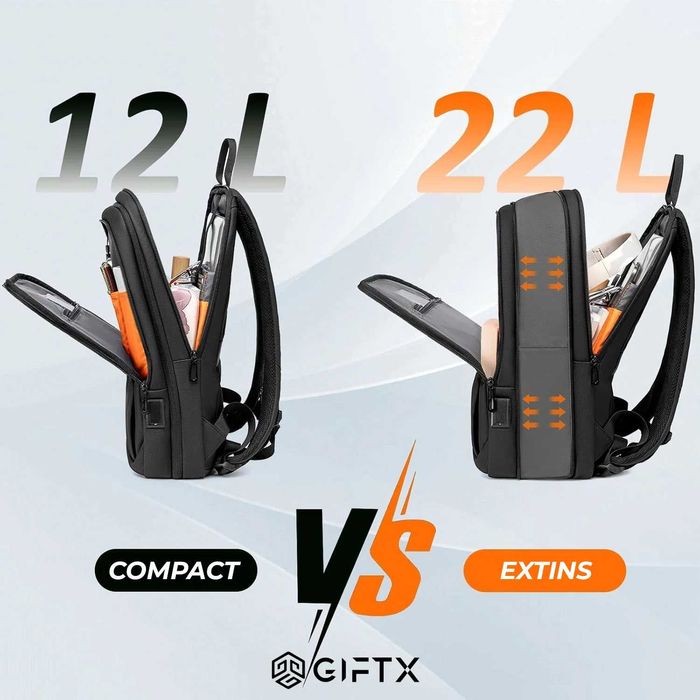 Rucsac laptop 15.6 bagaj de mana avion cu extensie si USB,GIFTX SLICK