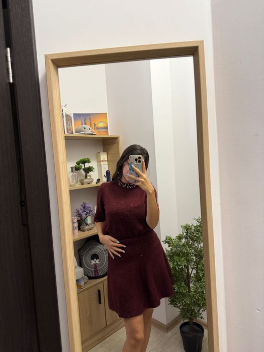 Мек сет с пола и блуза с камъни