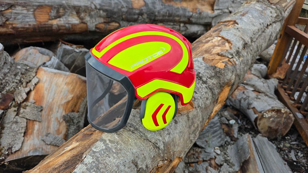 Cască Forest PROTOS Integral roșu/galben neon