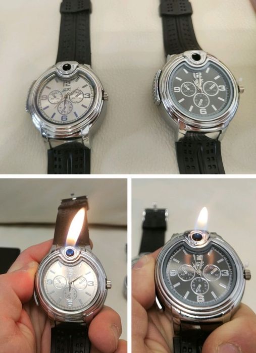 Ceas bărbați cu bricheta , ceas elegant , curea silicon noi sigilate