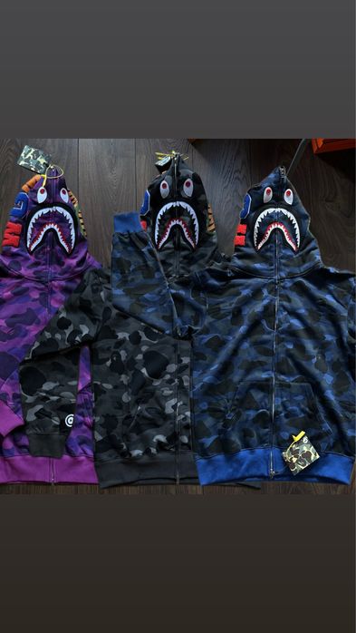 различни цветове Bape Shark Hoodie M, L- суитчер худи Bape