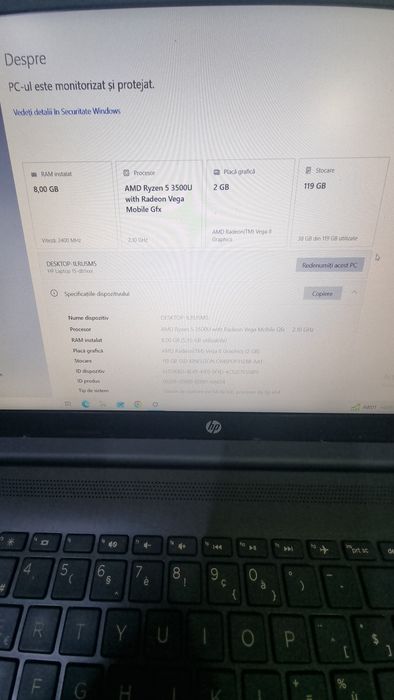 Laptop HP Ryzen5 8g ram ssd128 gb