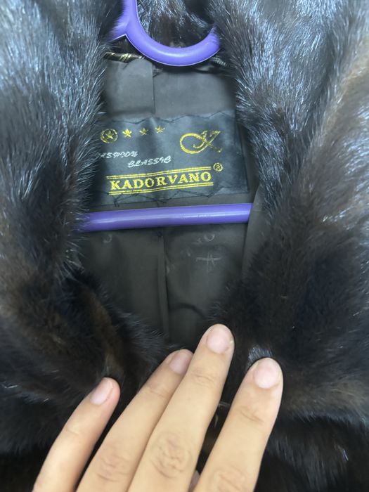 Шуба норковая до колена с капюшоном