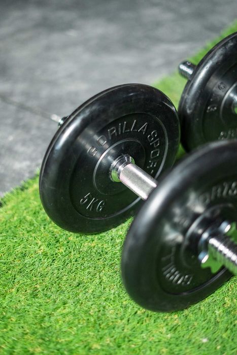 Seturi gantere din fier cauciucate 10kg-55kg 30/31mm