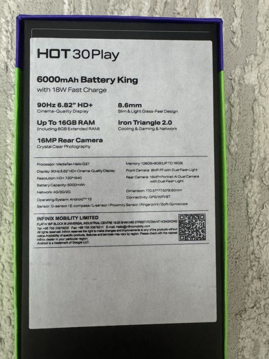 infinix HOT 30play 16/128 НОВЫЙ