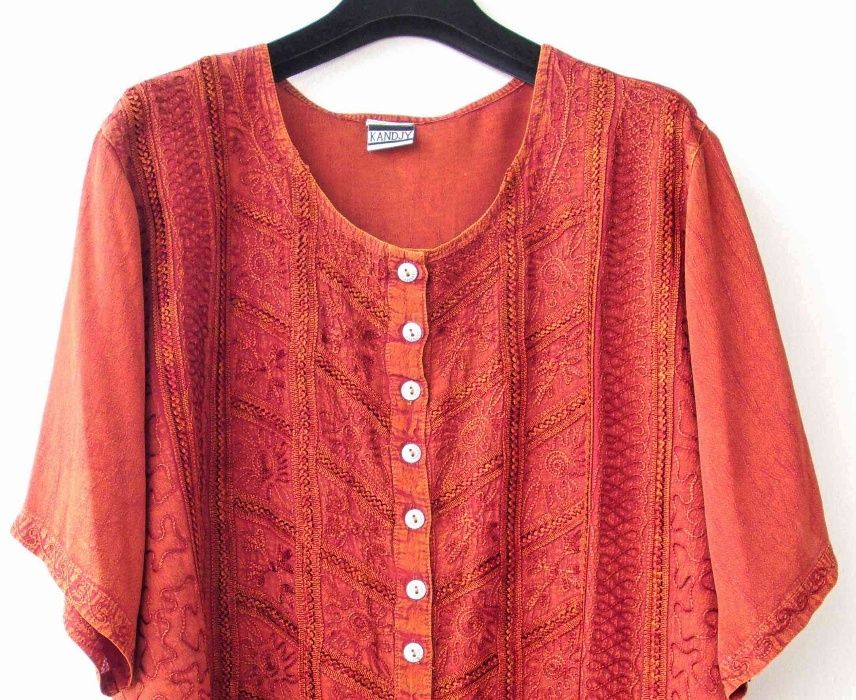 Дамска блуза бродерия къс ръкав