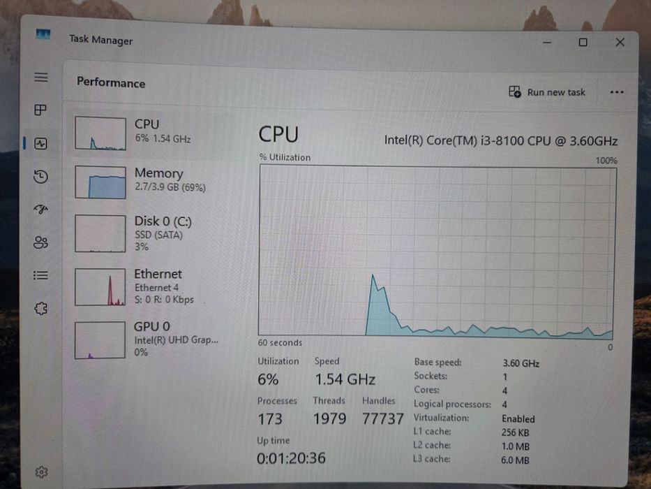 I3 8100 4GB DDR4 SSD 120GB