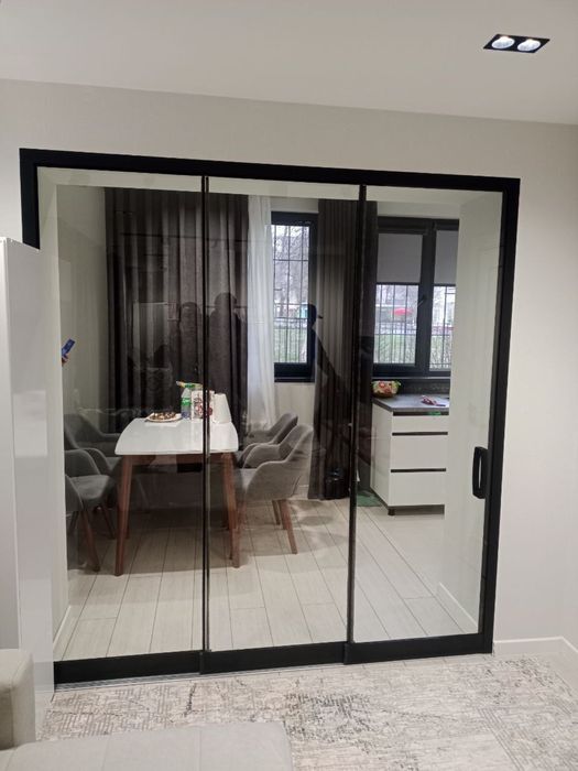 Лофт раздвижные двери 10 мм калёние стекло