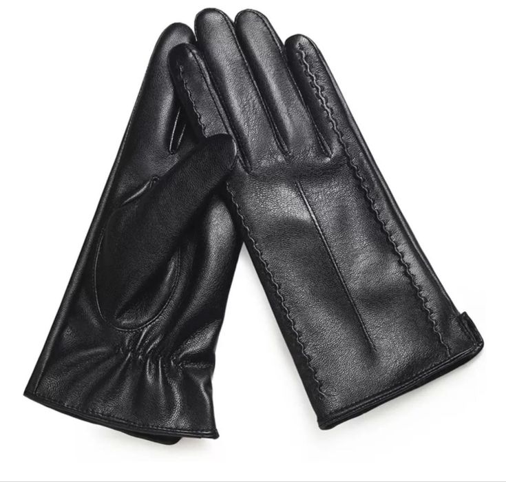 Перчатки женские кожаные черные