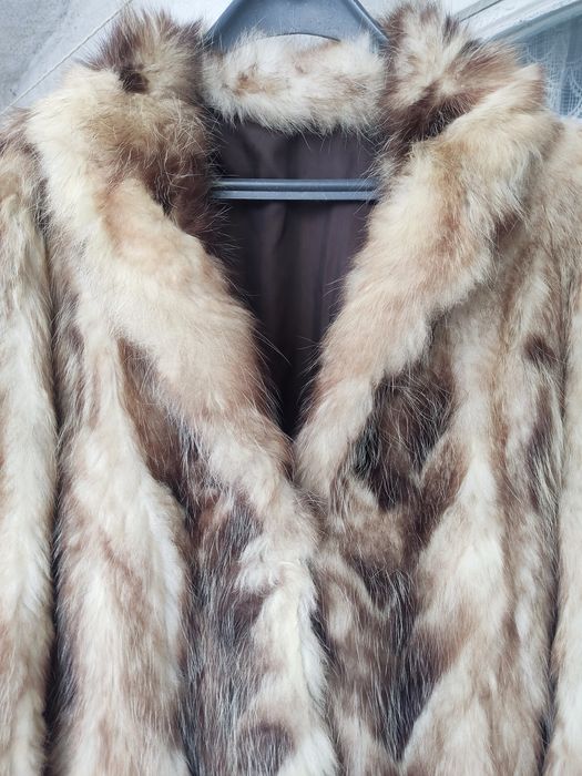 Дамско кожено палто от естествен косъм кожух норка , визон .