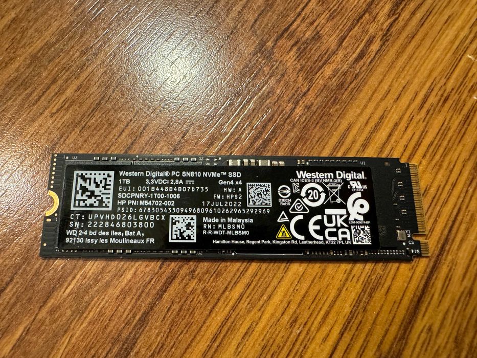 НОВО WD SN810 1000GB 1TB SSD NVMe SSD 2280 Gen 4 x4 PCIe
