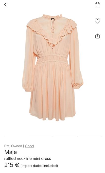 Рокля Maje цвят праскова