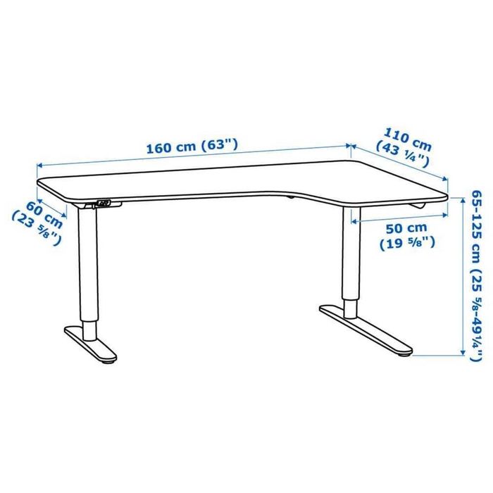 Регулируемо ъглово офис бюро IKEA BEKANT