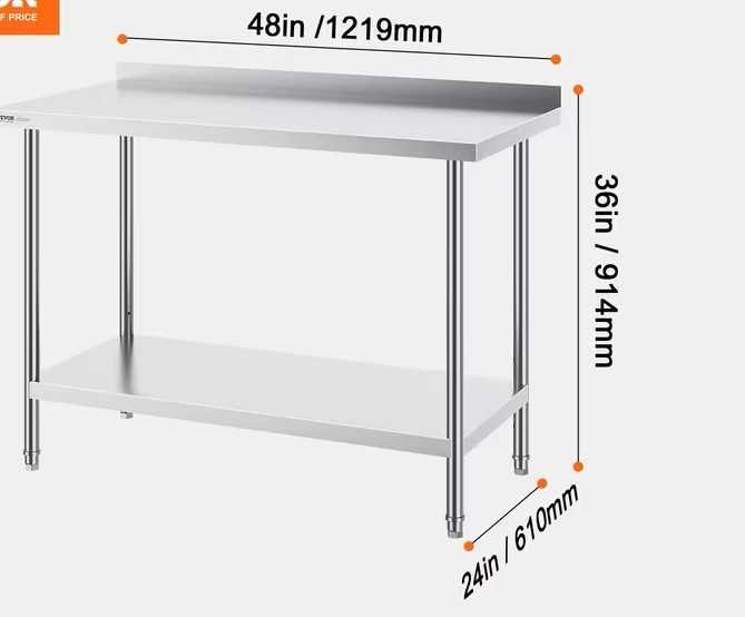 masa de inox 120x60cm de perete uz casnic sau comercial restaurant