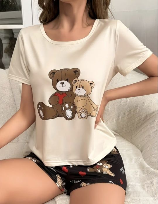 Дамска пижама с мечета от две части размер S