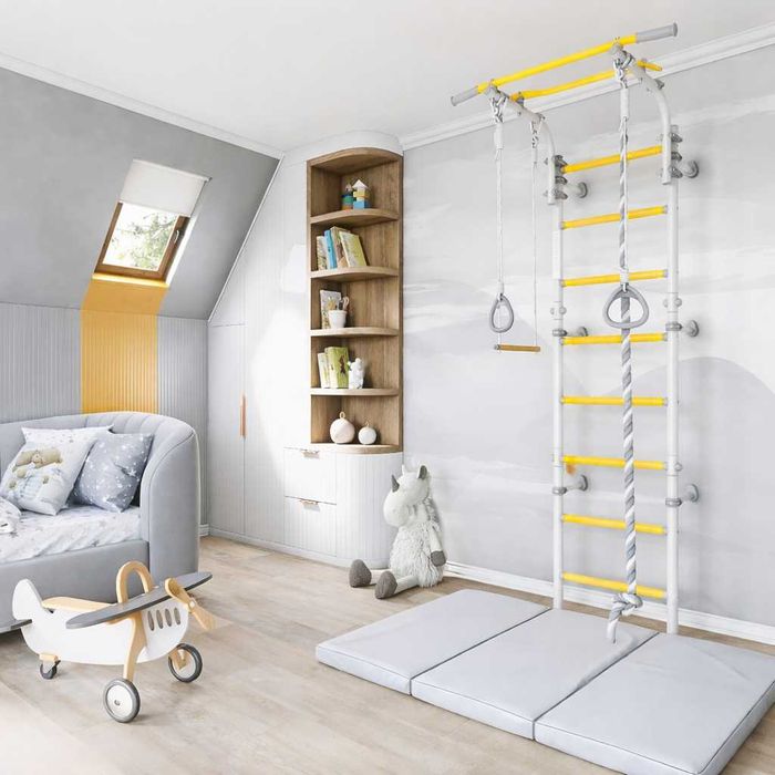 Șpalier suedez reglabil multifincțional din metal pentru copii - gimnastică și cățărat - interior Next Top