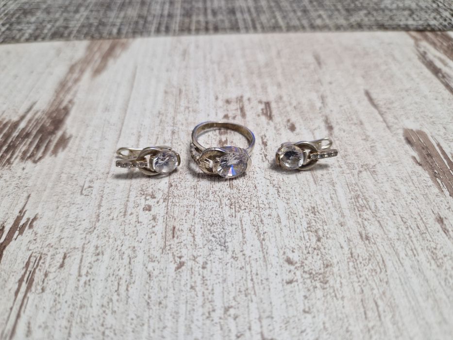 Сребърни обици и пръстен проба 925