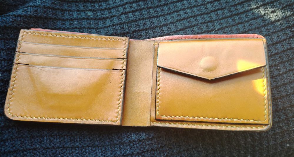 Мъжки портфейл естествена кожа ръчна изработка за  6 карти монетник