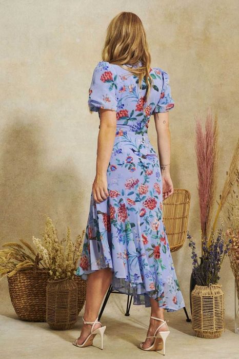 HOPE&IVY дълга синя флорална рокля, нова, р-р XS, пролетна/лятна