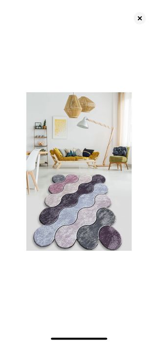 Нов Килим, 100 x 150 см, Полиестер, Лилав, люляк, антрацит