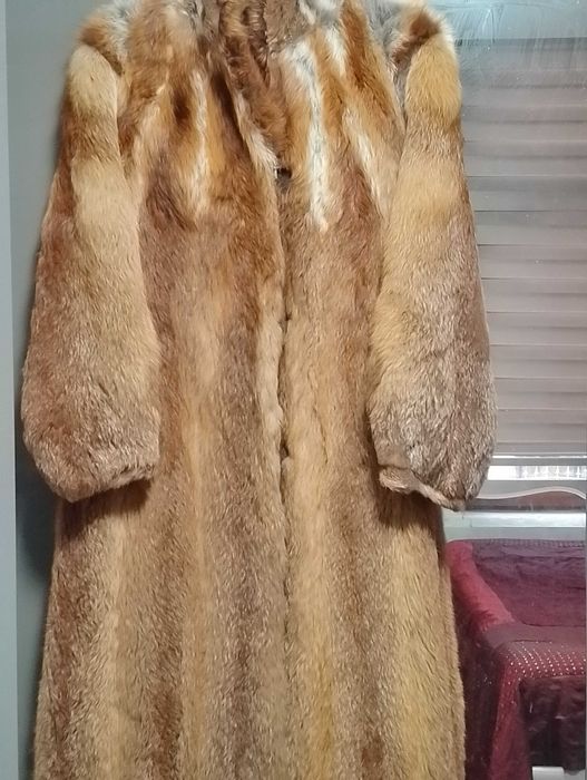 Дамско дълго палто естествен косъм