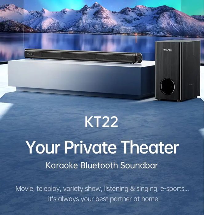 Awei KT22 Караоке Саундбар 160W 2.1 с микрофоном, сабвуфер