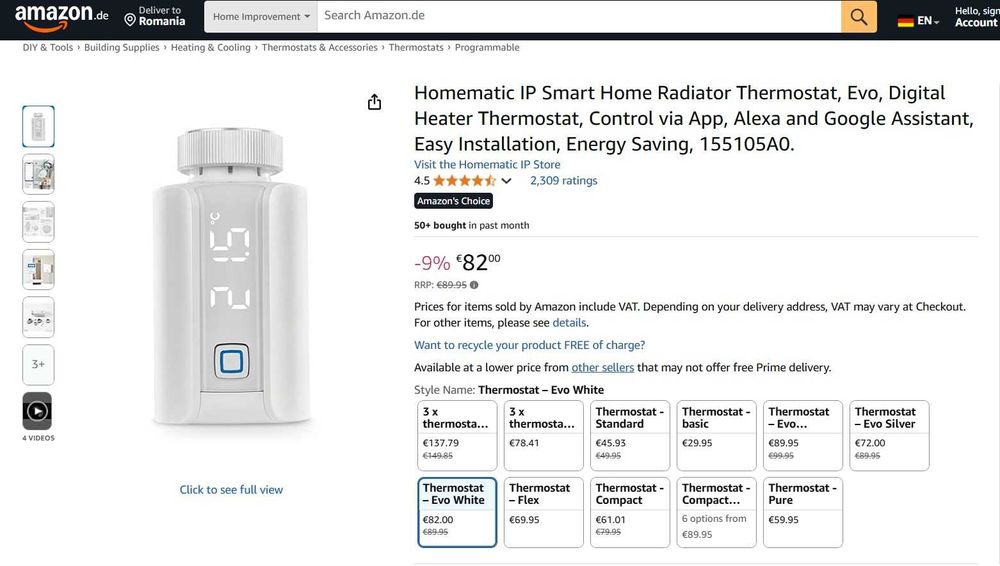 Termostat calorifer Homematic IP Smart Home Radiator 155105A0