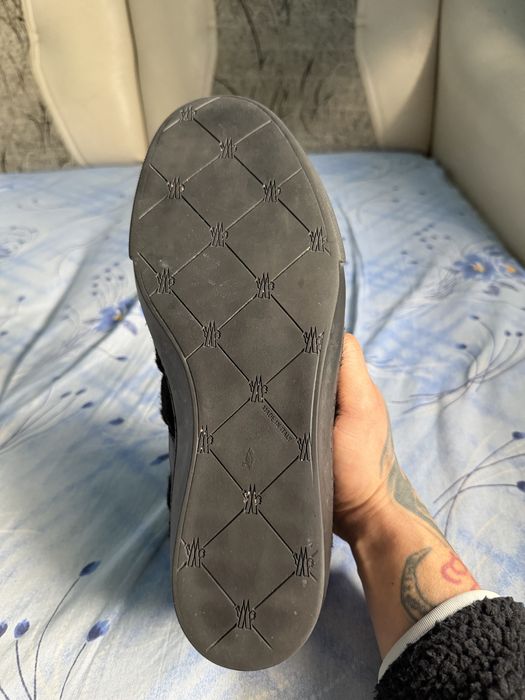 Moncler Black Leather & Fur High Top Sneakers