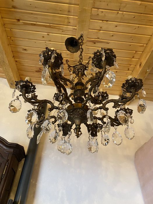 Candelabru bronz/cristal