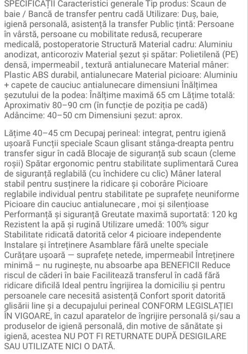 Scaun pentru dus/baie