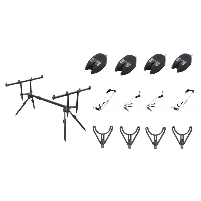 Set pescuit Rod Pod , 4 Avertizori si 4 Swingere cu led