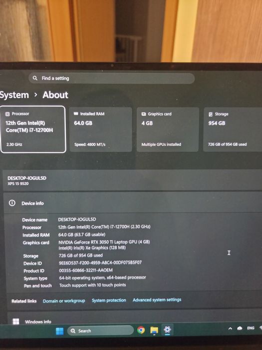 Dell XPS 15 9520 OLED Touch / i7 / 64GB RAM / 1TB / RTX 3050 Ti