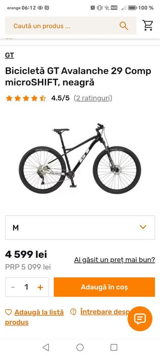 Bicicleta GT Avalanche roti 29 cadru aluminiu XL