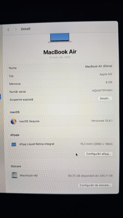 MacBook Air 15 Inchi, M2, 2023