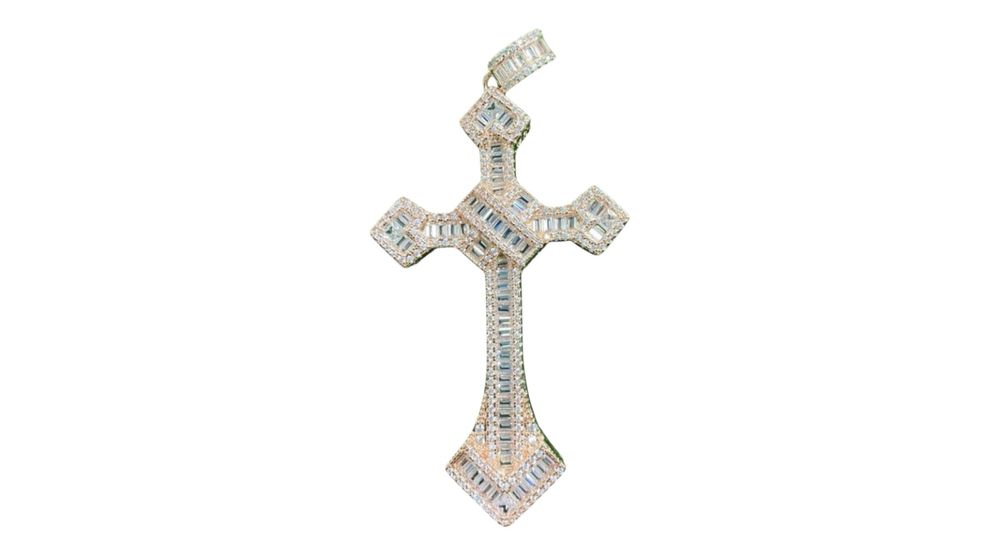 Cruce full pietre zirconiu  baghete auriu argintiu rose gold model luxury
